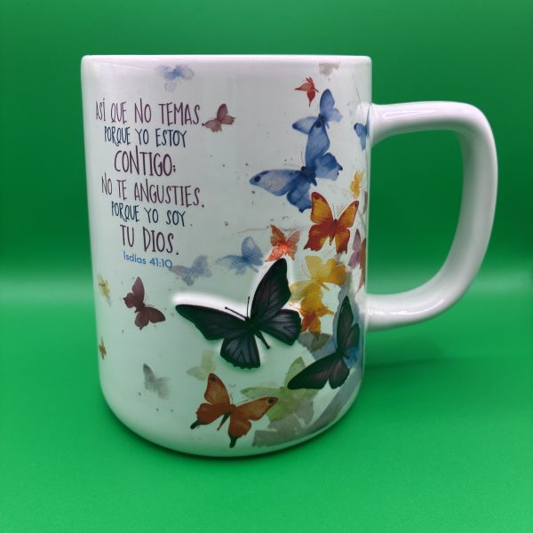 Taza 15oz Con Texto Biblico Mariposas